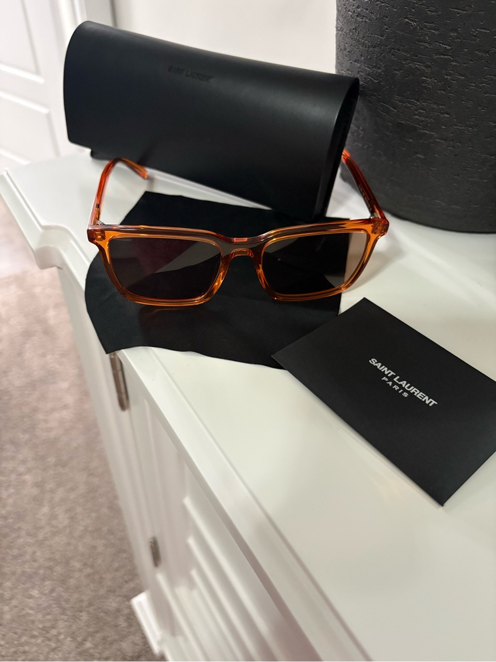 Yves Saint Laurent Light Blue Round Oversized Sunglasses